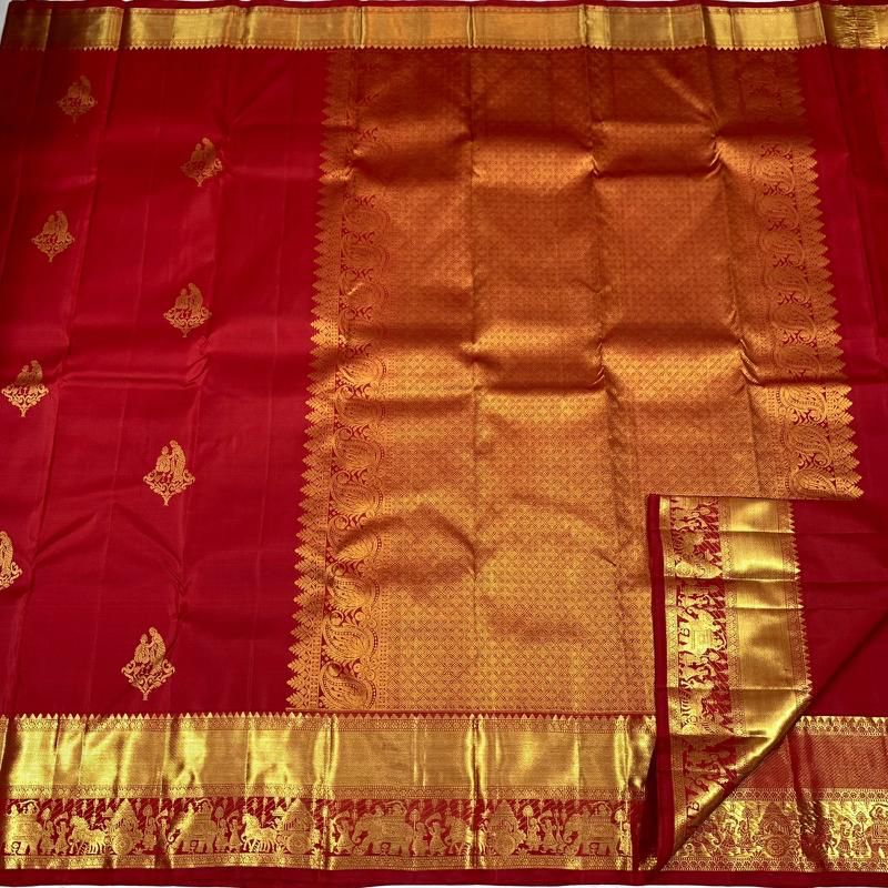 Red Palakhi By Aab Soft Lichi Silk Jacquard Border Saree